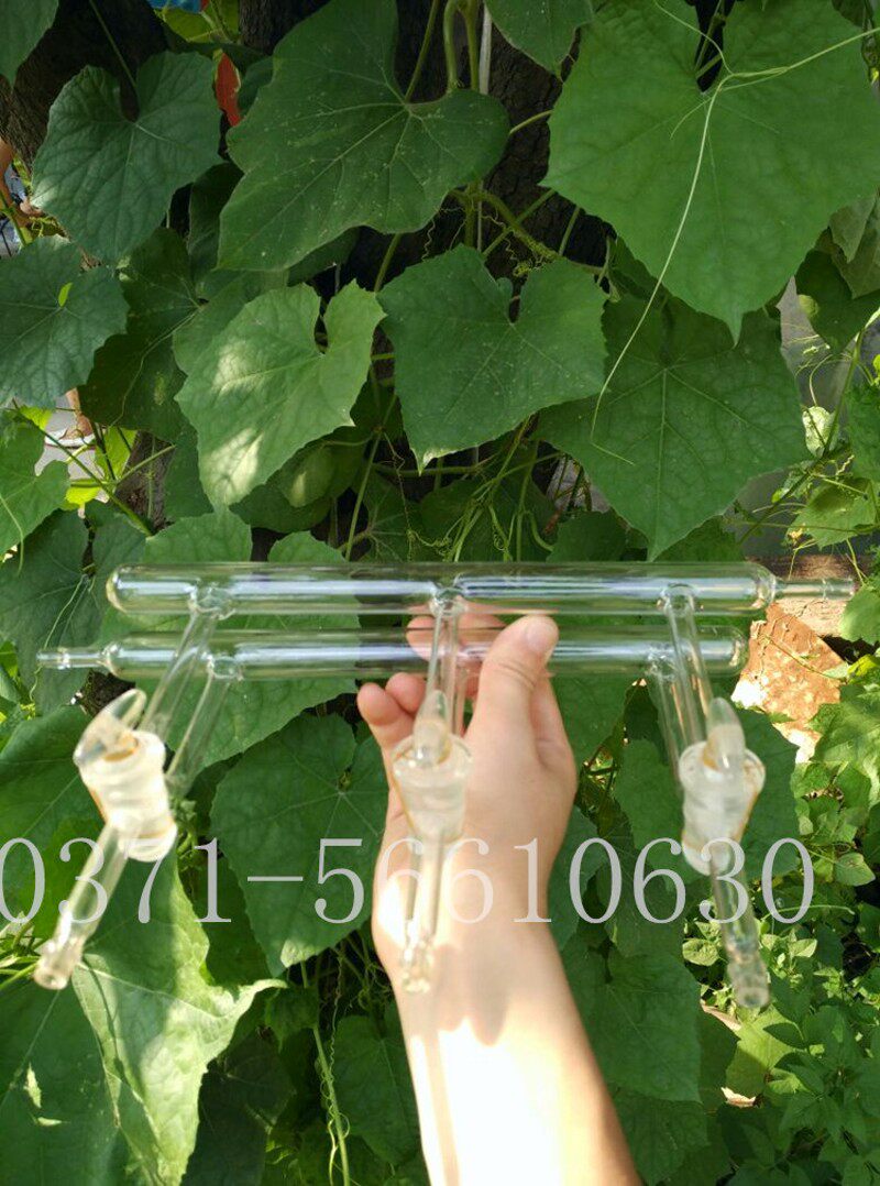 玻璃双排管气体分配器带三通阀门活塞玻璃四氟三节门四节门五节门