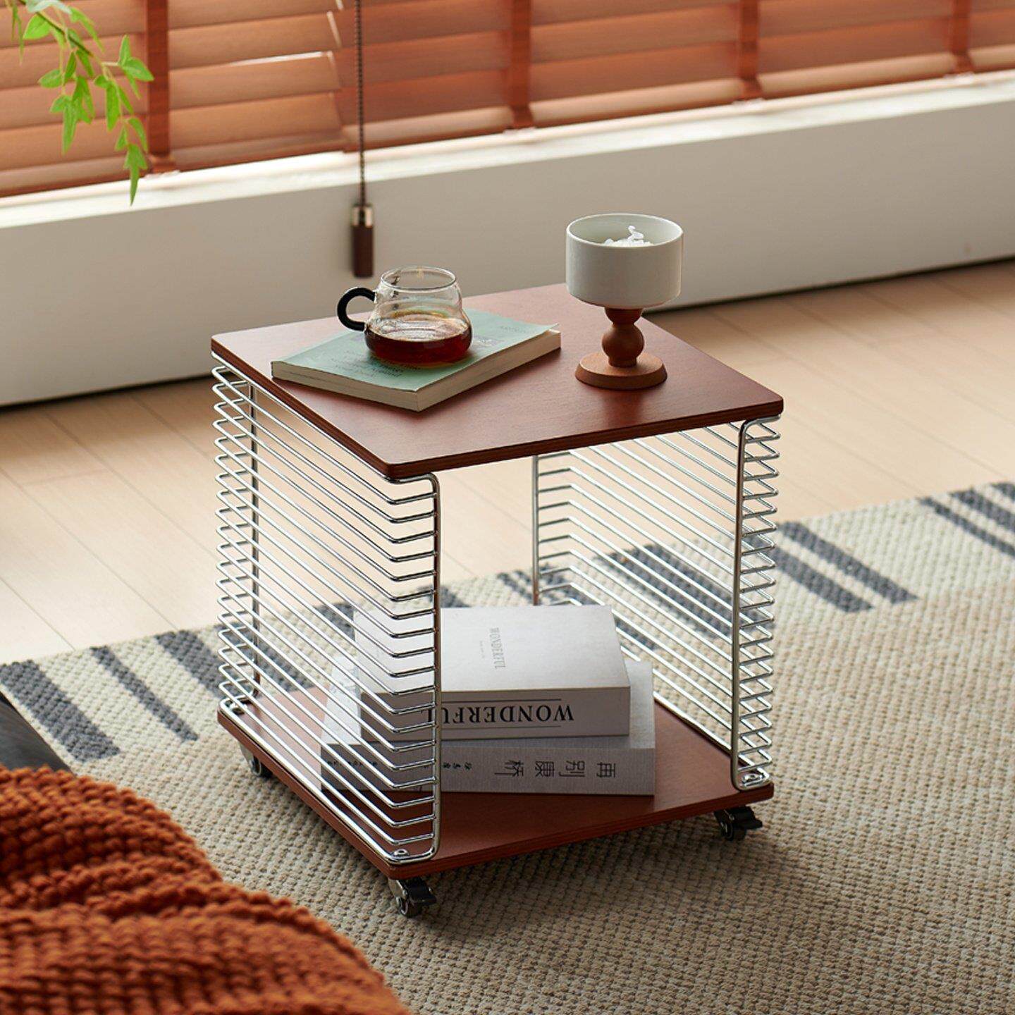 可移动模块边几北欧ins风不锈钢置物架中古风沙发边柜线 线条床头