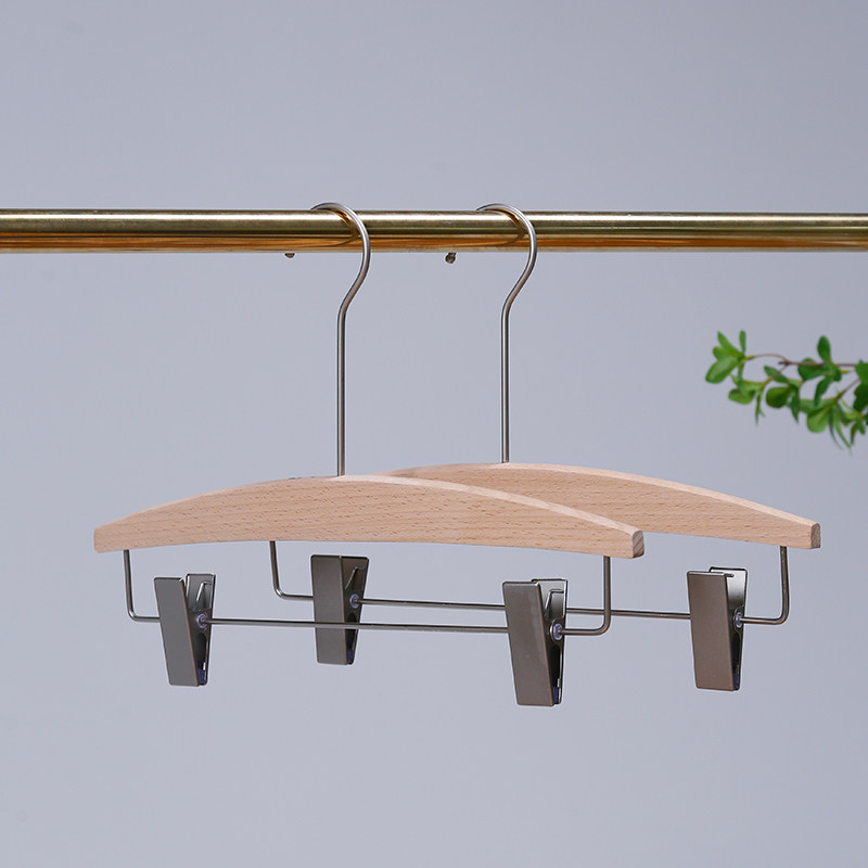 服装店实木捆绳衣架棉绳衣挂裤架衣服撑子无痕防滑家用原木挂钩