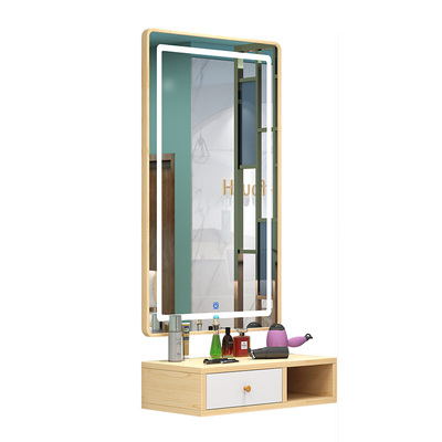 理发店镜台发廊专用美容美发镜柜子一体工具柜网红潮带灯LED挂墙