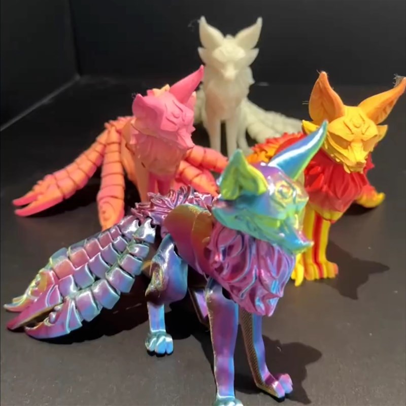 3D打印九尾狐多关节可动手办装饰桌面摆件办公室客厅模型玩具