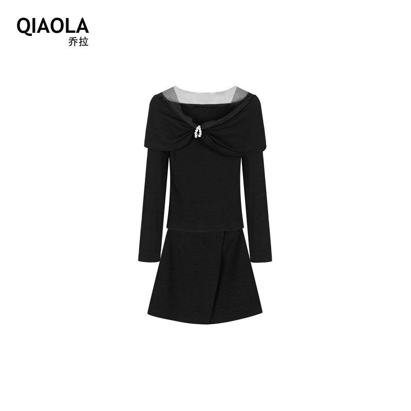 乔拉浪漫书签 轻奢高级感时尚弹力网纱针织小露肩上衣+半裙套装女,女装/女士精品,大码套装,淘宝优惠券,粉丝福利购,淘宝优惠卷