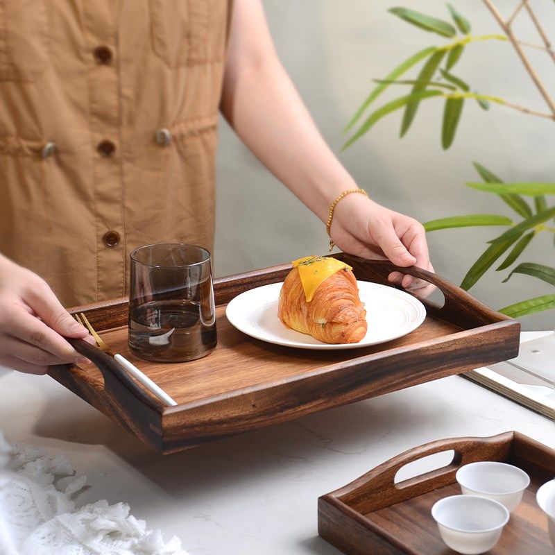 日式托盘长方形点心盘茶盘收纳家用放茶水杯盘敬茶果盘木质托盘,餐饮具,餐用托盘,淘宝优惠券,粉丝福利购,淘宝优惠卷