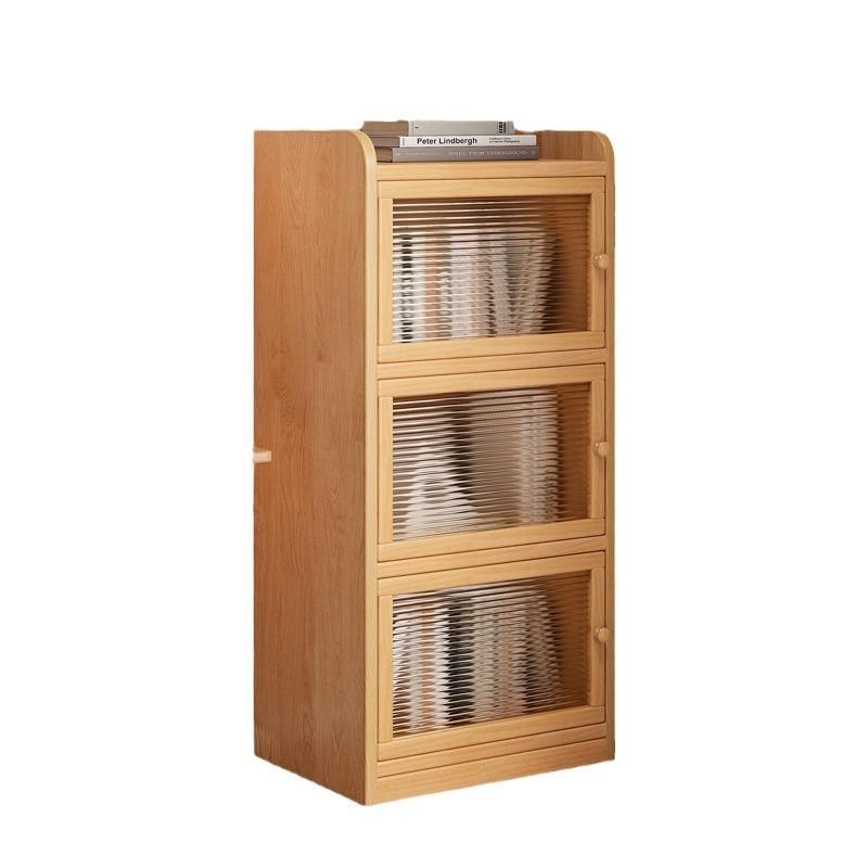 实木书柜书桌旁小柜子家用落地防尘储物窄柜客厅置物矮柜靠墙书架