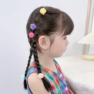 儿童甜美小花花不伤发高弹头绳发圈 女童可爱小玫瑰花发绳组合套装