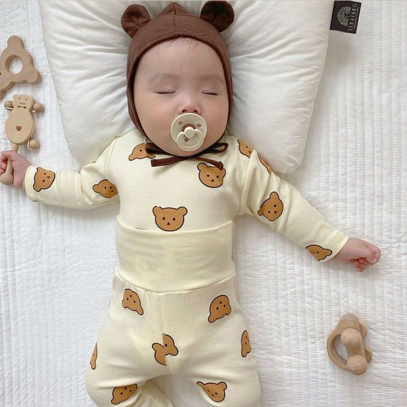 纯棉婴儿内衣套装高腰护肚秋冬款套装睡衣宝宝家居服打底秋衣秋裤