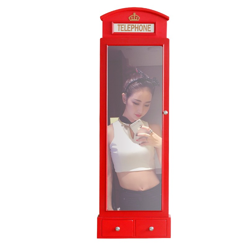 英伦风复古创意多功能化妆镜试衣收纳盒壁饰收纳箱置物钥匙箱挂饰