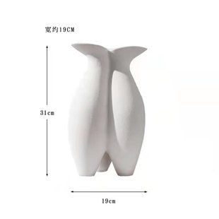 创意个性 饰品陶瓷插干花花器样板间工艺摆件 素色极简粗陶花瓶装