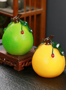 柚子摆件家居装饰品客厅玄关办公室茶室茶桌精品摆设茶宠可养变色