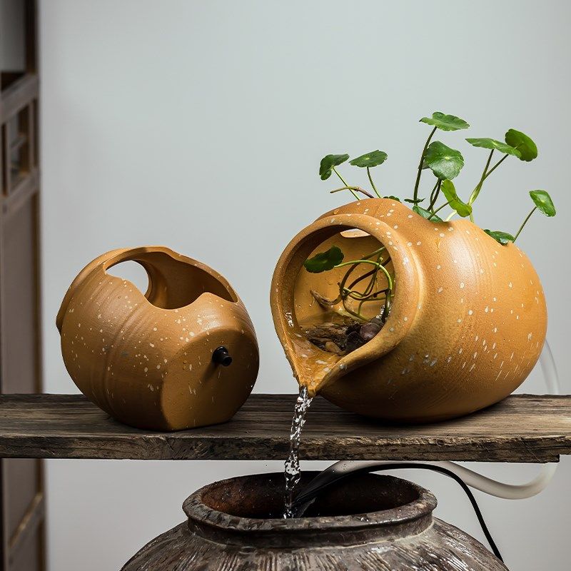 循环流水配件大号过滤生态鱼缸陶瓷罐开口庭院花园造景装饰品摆件,家居饰品,流水摆件,淘宝优惠券,粉丝福利购,淘宝优惠卷