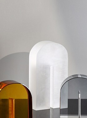 轻奢水晶摆件冷灰透明拱形玻璃工艺饰品样板房别墅客厅酒柜装饰品