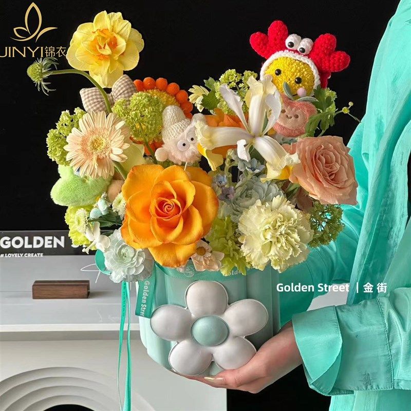 锦衣泡泡玛丽抱抱桶卡通可爱花店海绵泡芙小圆桶立体压纹插花桶,鲜花速递/花卉仿真/绿植园艺,花艺包装盒,淘宝优惠券,粉丝福利购,淘宝优惠卷