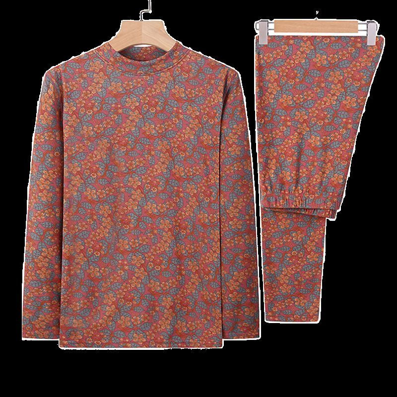 中老年人保暖内衣女加绒加厚冬季妈妈保暖衣套装女士秋衣秋裤包邮