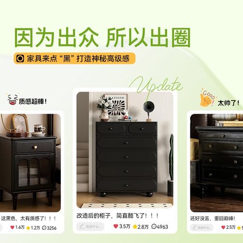 欧阳修黑色家具翻新漆旧柜子改色黑漆木头木柜自刷哑光油漆木器漆