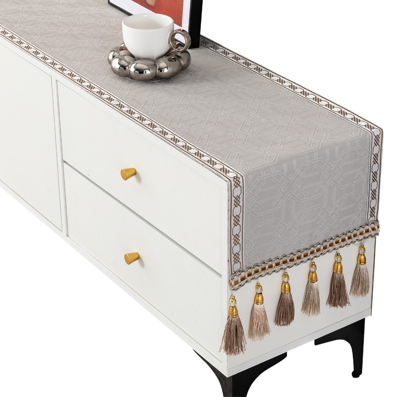 长条电视柜盖布流苏桌布桌旗鞋柜防脏垫餐桌茶几防尘罩茶水柜台布