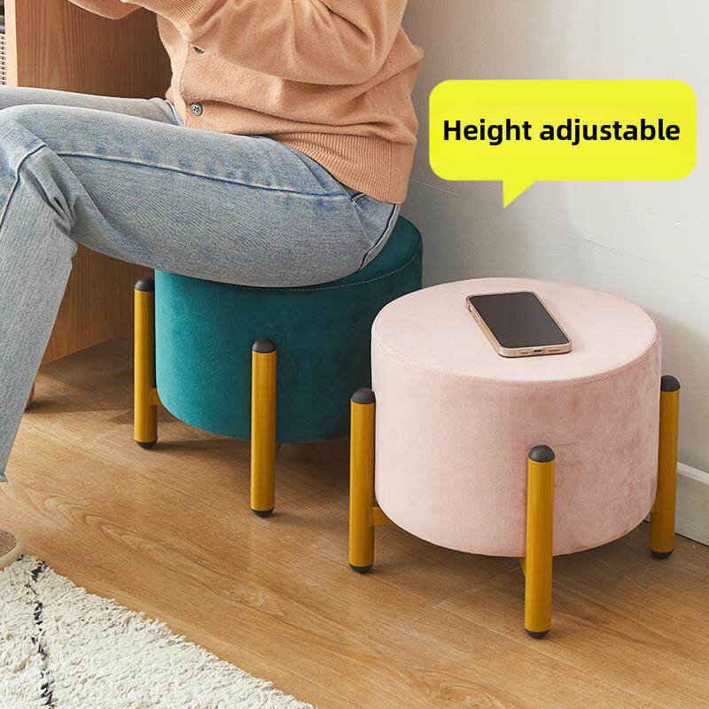 门厅换鞋凳家庭沙发垫脚凳客厅咖啡桌凳可达豪华布艺凳圆凳小凳