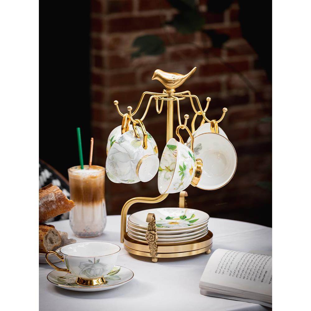 咖啡杯架子欧式轻奢黄铜家用杯碟收纳挂架客厅餐桌水杯杯子置物架,3C数码配件,USB多功能数码宝,淘宝优惠券,粉丝福利购,淘宝优惠卷