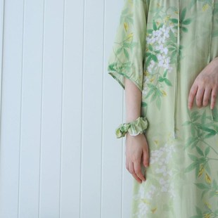 宽松可外穿长裙连衣裙 新中式 国风绵绸睡裙女夏季 新款 睡裙系带薄款