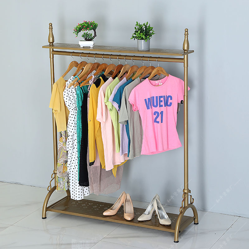 铁艺服装店单杠挂衣架落地展示架男女童装货架侧挂衣服展示中岛架