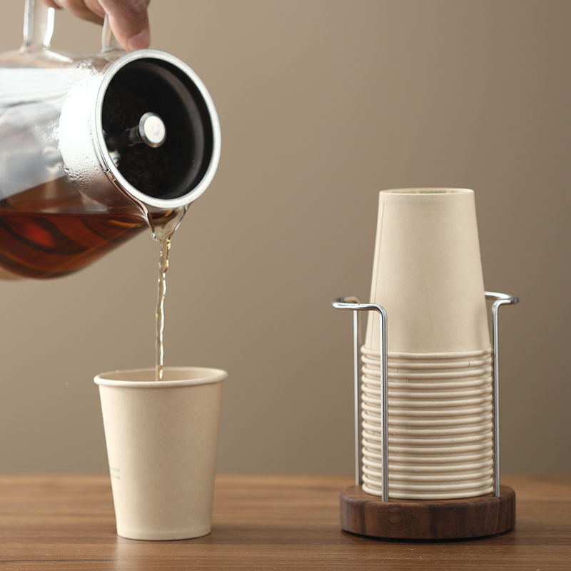 宅里北美黑胡桃木纸杯架 高颜值一次性杯子收纳架桌面取杯架