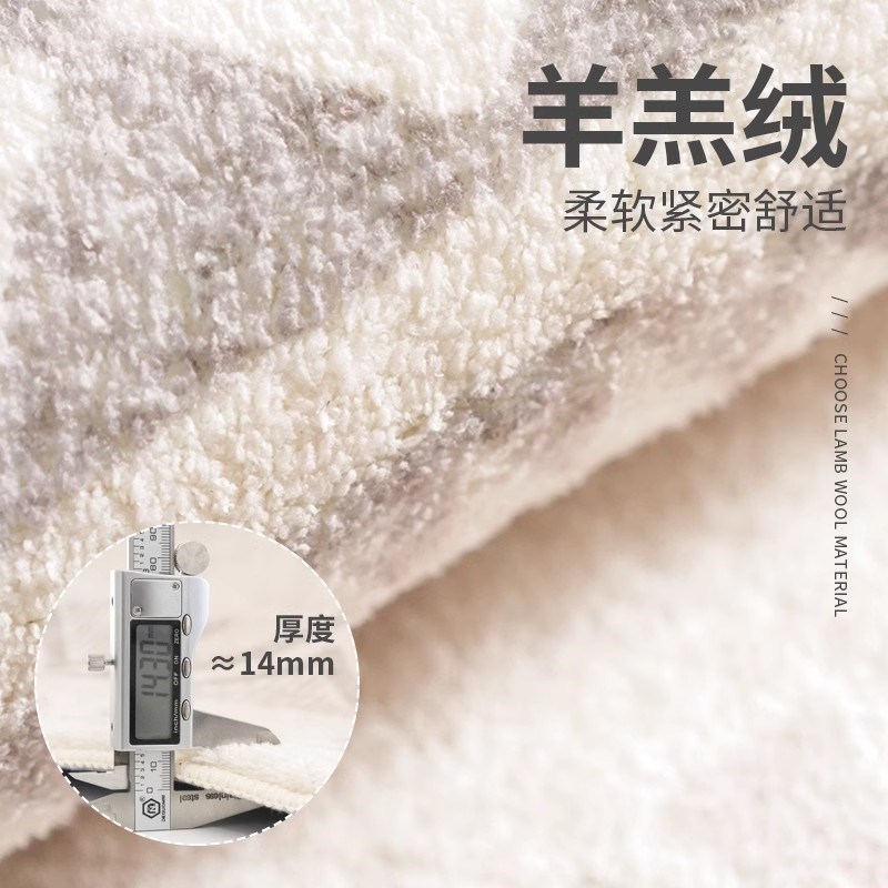 意式长条床边地毯绿色侘寂客厅地毯羊羔绒卧室床前沙发毯飘窗地垫