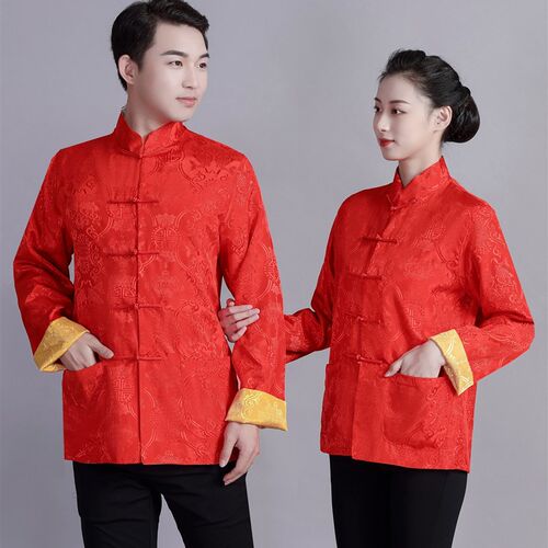 唐装男外套中国风中年春秋中式复古喜庆情侣装双面穿盘扣长袖上衣