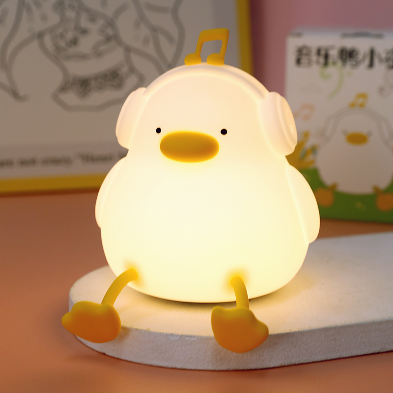 小鸭子硅胶拍拍小夜灯创意氛围床头台灯卧室柔光睡眠可爱起夜女生