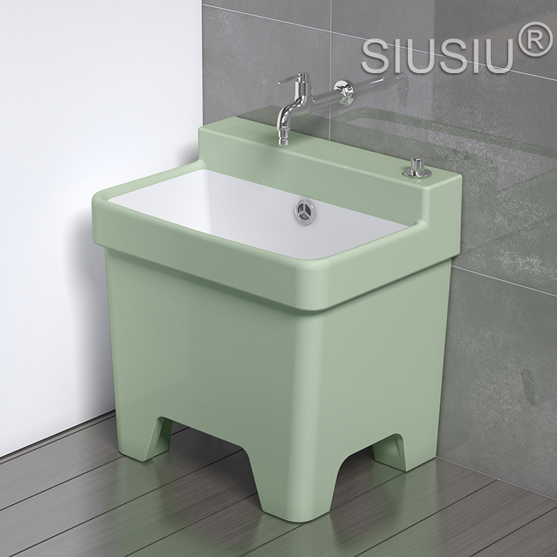 落地式绿色陶瓷阳台洗拖布池墩布池拖布盆拖把池拖把槽拖把盆地盆