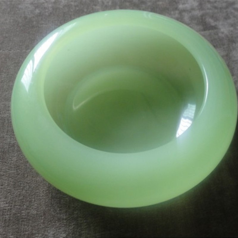工艺品玉石阿富汗玉青玉烟灰缸琉璃玉摆件家居办公桌摆件白色绿色