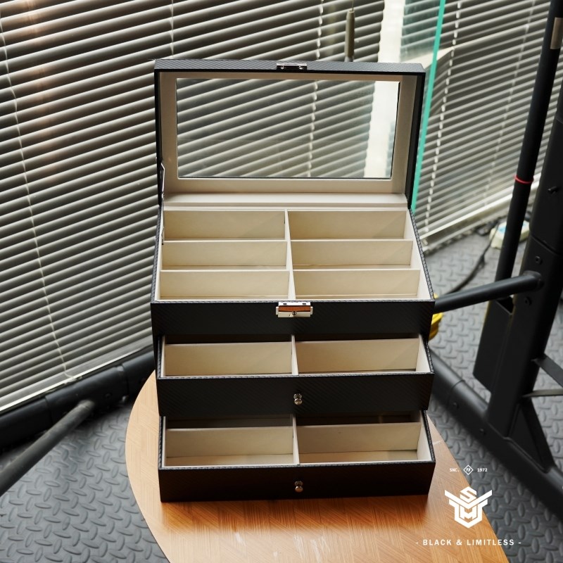 编织纹PU皮18位三层大容量眼镜盒收纳展示销售太阳镜墨镜盒收纳箱