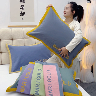 【居家好物】纯棉枕套加大厚纱布全包枕头套按扣枕套一对装枕芯套