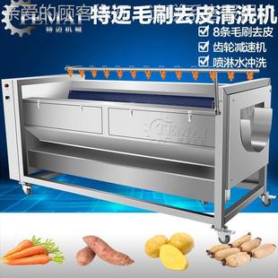 厂家生产七羊角天子葵清洗机 不锈钢刷磨毛USA皮 红薯毛棍去皮机