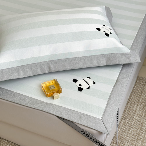 提花毛巾绣凉感冰丝凉席三件套可爱卡通小清新空调席折叠软席子