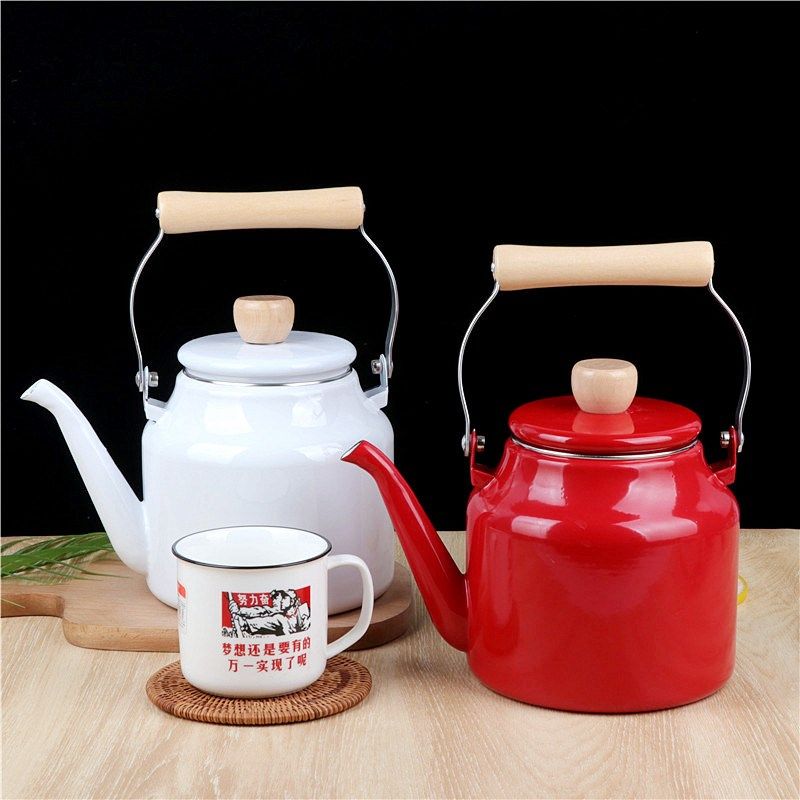 搪瓷壶家用冷水壶搪瓷水壶大容量茶壶酒店饭店单壶提梁瓷壶凉水壶,餐饮具,茶壶,淘宝优惠券,粉丝福利购,淘宝优惠卷