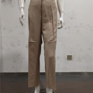 夏季 男装 薄款 透气西装 宽松舒适休闲复古中老年父亲长裤 纯亚麻男裤