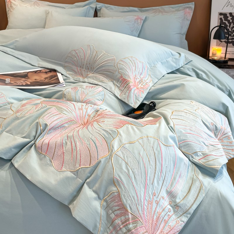 轻奢高级感200支长绒棉磨毛四件套100全棉床单被套床笠式床上用品