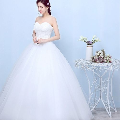 婚纱礼服2024新款新娘抹胸齐地韩式简约影楼修身大码显瘦女仙婚纱