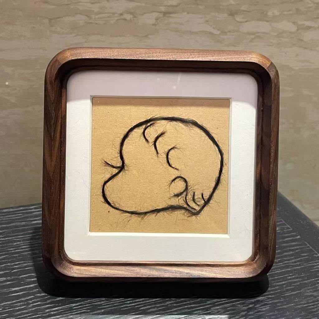 乾作宝宝胎发相框制作自制胎毛画纪念品diy婴儿迷你实木留念摆台
