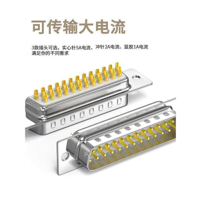 工业级DB25公头母头实心针插头D-SUB 25P连接器25针串口接头2512