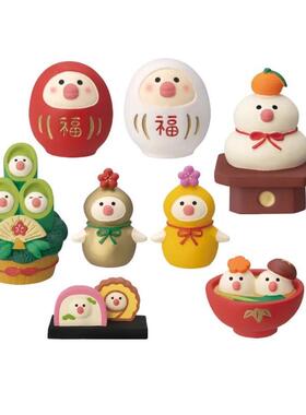 日式猫 文鸟镜饼松竹达摩潮玩手办桌面装饰摆件拍照摄影道具