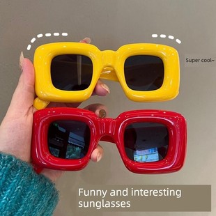 ins网红滑稽有趣可爱方形太阳镜女性时尚街头风格眼镜男性太阳镜