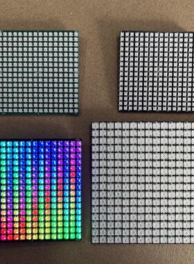 全彩16X16点阵像素屏-WS2812,256灯，单灯5/10mA,5V供电