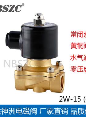 NBSZC神洲电磁阀2W-160-15黄铜常闭4分二位二通水阀气阀现货热卖