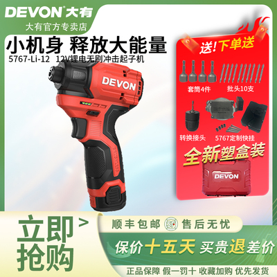 大有5767锂电12v无刷冲击起子机多功能电动螺丝刀140牛迷你螺丝批