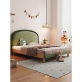 儿童房床男孩子实木床小户型卧室法式 覆古小女孩公主床绒布布艺床