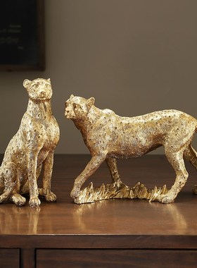 新中式金钱豹招财摆件家居客厅酒柜玄关书房新房乔迁送礼物装饰品