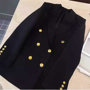 大码黑色高级感休闲西装外套女2024新款春秋胖mm显瘦宽松西服上衣