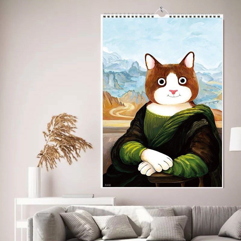 挂历2025年名画猫新款家用挂墙翻页免撕大格日期月历年历日历定制,文具电教/文化用品/商务用品,台历,淘宝优惠券,粉丝福利购,淘宝优惠卷