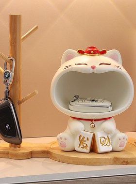 创意大嘴招财猫钥匙收纳玄关摆件入户鞋柜客厅装饰品乔迁新居礼物