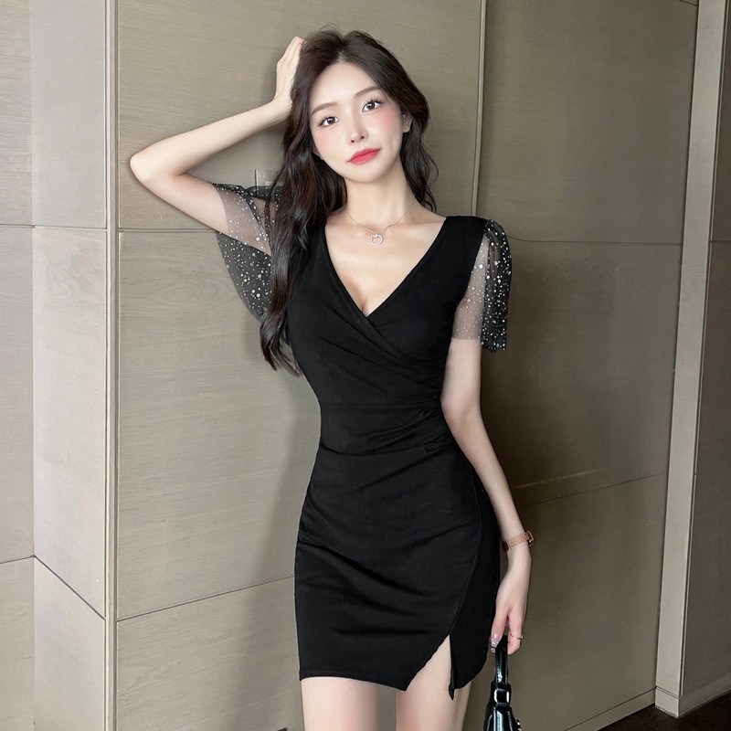 气质夜场女装性感低胸桑拿连衣裙显瘦洗浴小姐足浴足疗技师工作服